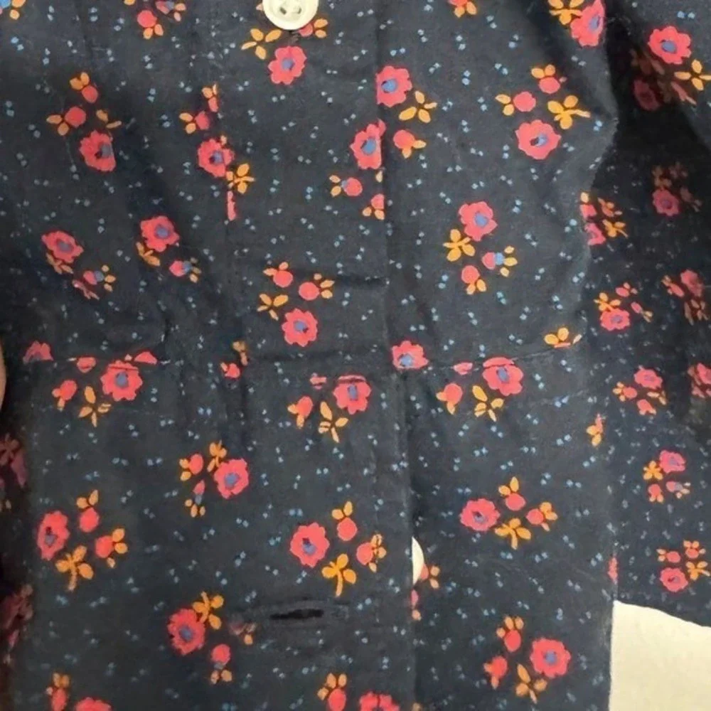 J.Crew Mens Navy Floral size small Secret Wash Slim Shirt 98% Organic Cotton